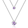 925 Stamp Silver Color Necklace Double Chain Cube Zircon Pendants Link Women Wedding Party Accessory Lucky Jewelry Gift
