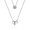 925 Stamp Silver Color Necklace Double Zircon LOVE Pendants Link Women Wedding Party Accessory Lucky Jewelry Gift