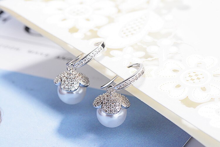 925 Stamp Silver Color Pearl EarringsSilver Ear Stud Womens  Party Jewelry Love Gift Christmas