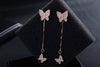 925 Stamp Silver Color Tassels Earrings Butterfly Ear Stud Womens  Party Jewelry Love Gift Christmas