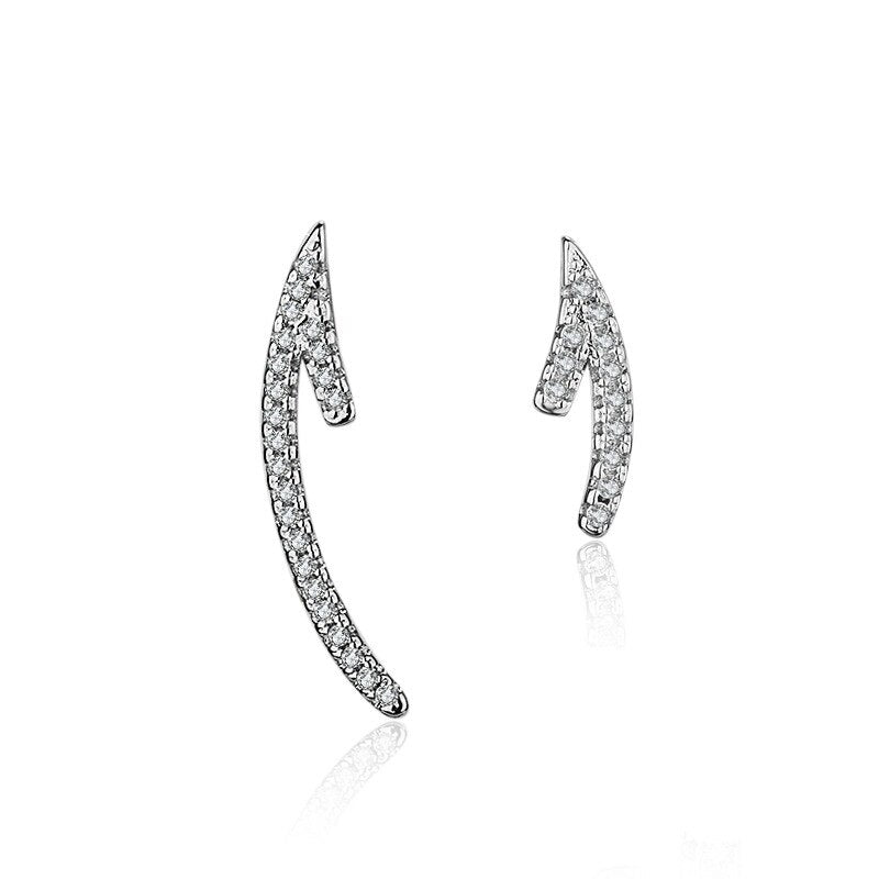 925 Stamp Silver Color Women Jewelry  Earrings Arrow Asymmetric Style Stud Earing Vintage Charm Girls Gifts