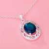 925 Stamped Silver romantic Blue Crystal Oval Pendant Necklace For Women party wedding accessories Jewelry gifts
