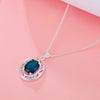 925 Stamped Silver romantic Blue Crystal Oval Pendant Necklace For Women party wedding accessories Jewelry gifts