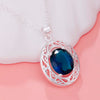 925 Stamped Silver romantic Blue Crystal Oval Pendant Necklace For Women party wedding accessories Jewelry gifts