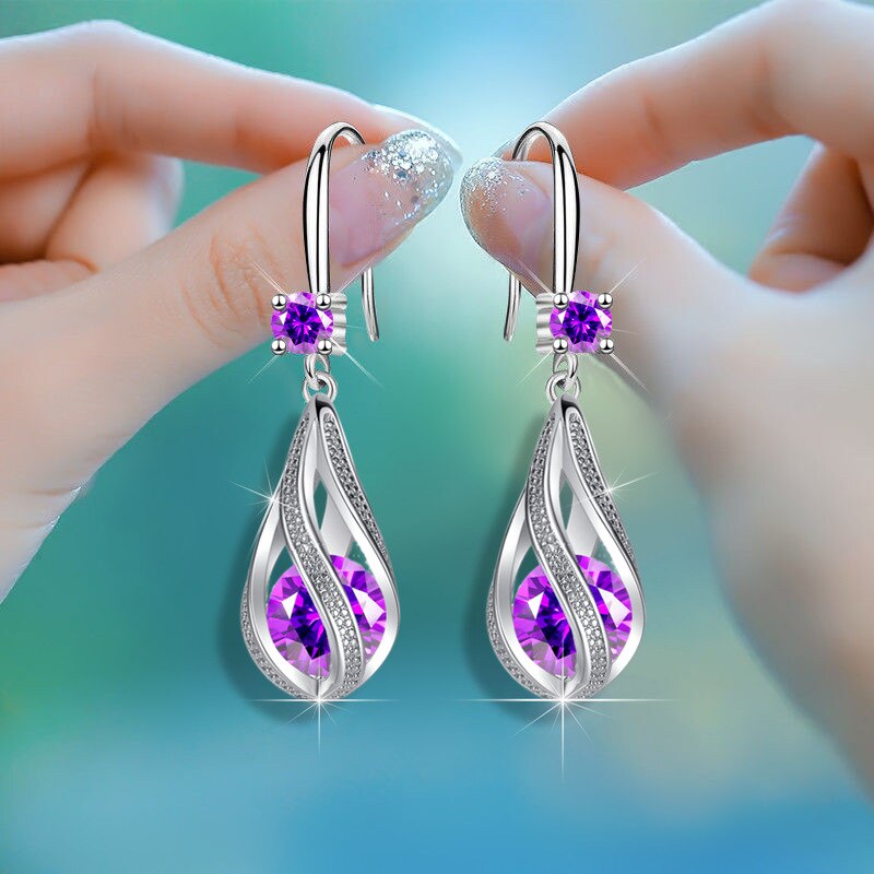 925 Stamped silver crystal romantic earrings for women designer jewelry party wedding engagement gifts