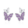 925 Sterling Silver Earrings delicacy butterfly Ear Stud Womens  Party Jewelry Love Gift