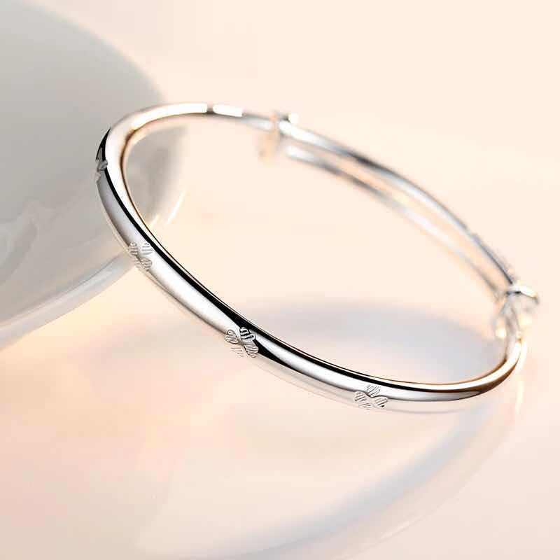 925 sterling silver Lucky grass clovers bracelets Bangles for women korean party wedding jewelry Holiday gifts