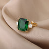 AAA Green Zircon Rings for Women Adjustable Stainless Steel Open Ring 2023 Trend Cubic Zirconia Wedding Aesthetic Jewerly