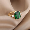 AAA Green Zircon Rings for Women Adjustable Stainless Steel Open Ring 2023 Trend Cubic Zirconia Wedding Aesthetic Jewerly