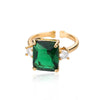 AAA Green Zircon Rings for Women Adjustable Stainless Steel Open Ring 2023 Trend Cubic Zirconia Wedding Aesthetic Jewerly