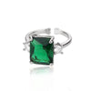 AAA Green Zircon Rings for Women Adjustable Stainless Steel Open Ring 2023 Trend Cubic Zirconia Wedding Aesthetic Jewerly