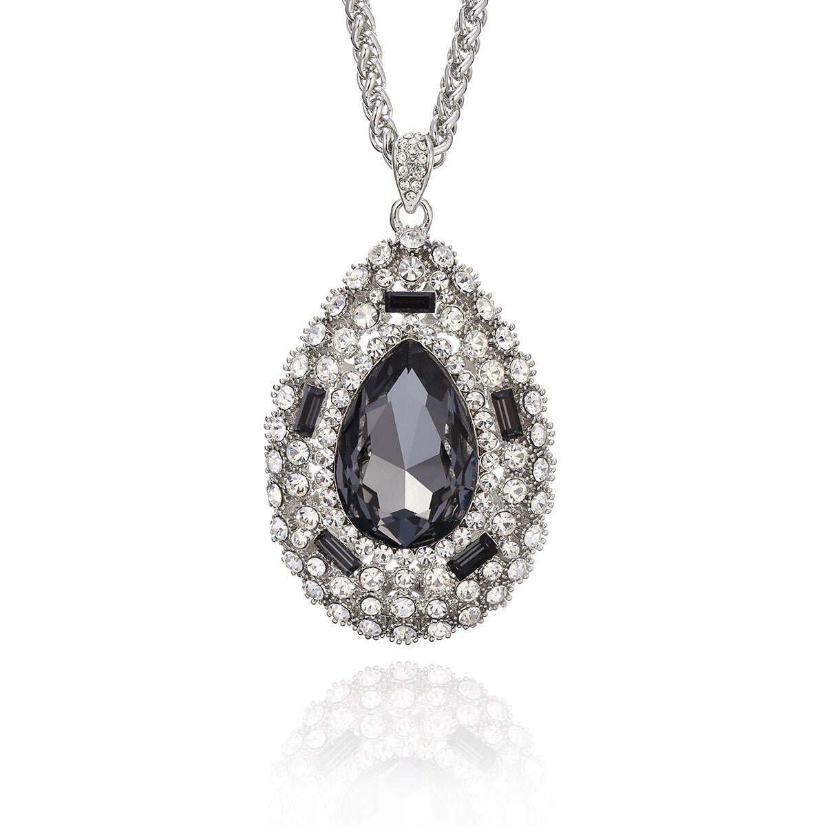 Big Water Drop Vintage Rhinestone Pendants Necklaces For Women Long Crystal Sweater Necklaces Jewelry Party Gifts 2022