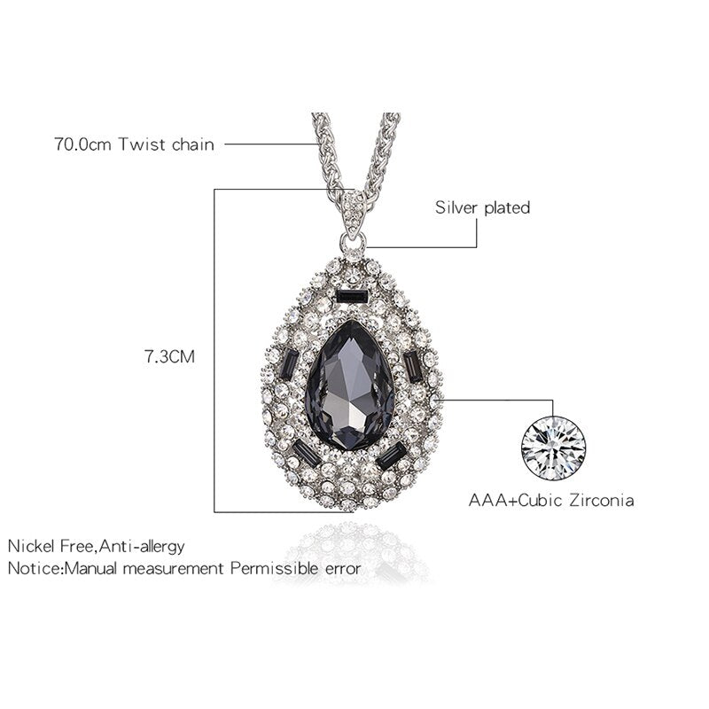 Big Water Drop Vintage Rhinestone Pendants Necklaces For Women Long Crystal Sweater Necklaces Jewelry Party Gifts 2022