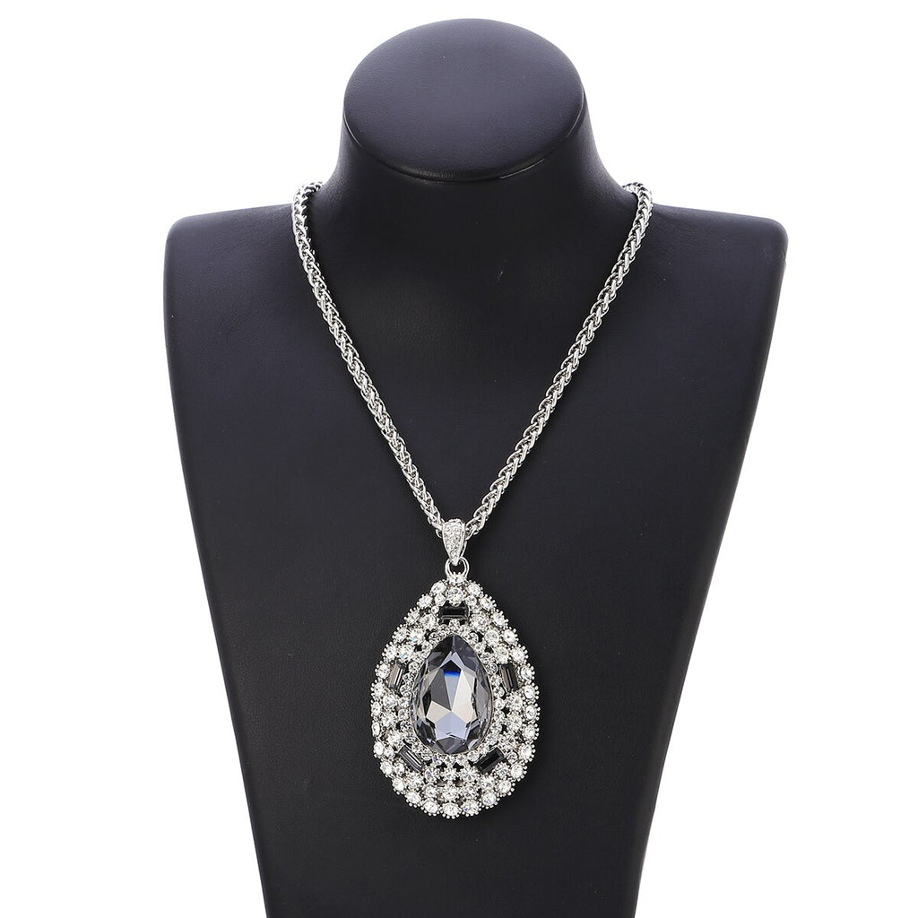 Big Water Drop Vintage Rhinestone Pendants Necklaces For Women Long Crystal Sweater Necklaces Jewelry Party Gifts 2022