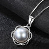 Luxury Black pearl necklace 925 Sterling Silver Pendant Natural Pearl for Women Flower Shape Anniversary Gift Wedding