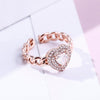 Bling Bling CZ Heart Rings for Women Gold Silvery Rose Gold Wedding Engagement Chain Rings Jewellery Party Gifts 2022