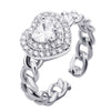 Bling Bling CZ Heart Rings for Women Gold Silvery Rose Gold Wedding Engagement Chain Rings Jewellery Party Gifts 2022