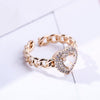 Bling Bling CZ Heart Rings for Women Gold Silvery Rose Gold Wedding Engagement Chain Rings Jewellery Party Gifts 2022