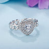 Bling Bling CZ Heart Rings for Women Gold Silvery Rose Gold Wedding Engagement Chain Rings Jewellery Party Gifts 2022