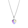 Bling Crystal Colorful Heart Pendant Necklace  Exquisite Stainless Steel Women Choker Wedding Bridal Jewelry
