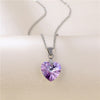 Bling Crystal Colorful Heart Pendant Necklace  Exquisite Stainless Steel Women Choker Wedding Bridal Jewelry