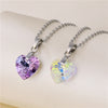 Bling Crystal Colorful Heart Pendant Necklace  Exquisite Stainless Steel Women Choker Wedding Bridal Jewelry