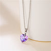 Bling Crystal Colorful Heart Pendant Necklace  Exquisite Stainless Steel Women Choker Wedding Bridal Jewelry