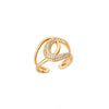 Bling Zircon Rings for Women Open Geometry Stainless Steel Zirconia Adjustable Ring Couple Wedding Jewerly bague femme