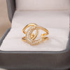 Bling Zircon Rings for Women Open Geometry Stainless Steel Zirconia Adjustable Ring Couple Wedding Jewerly bague femme