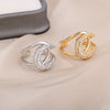 Bling Zircon Rings for Women Open Geometry Stainless Steel Zirconia Adjustable Ring Couple Wedding Jewerly bague femme