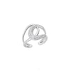 Bling Zircon Rings for Women Open Geometry Stainless Steel Zirconia Adjustable Ring Couple Wedding Jewerly bague femme