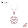 Luxury Brand 925 Sterling Silver Necklaces Women Jewelry Gift Rose Flower Camellia Necklaces Collares Mujer zk40