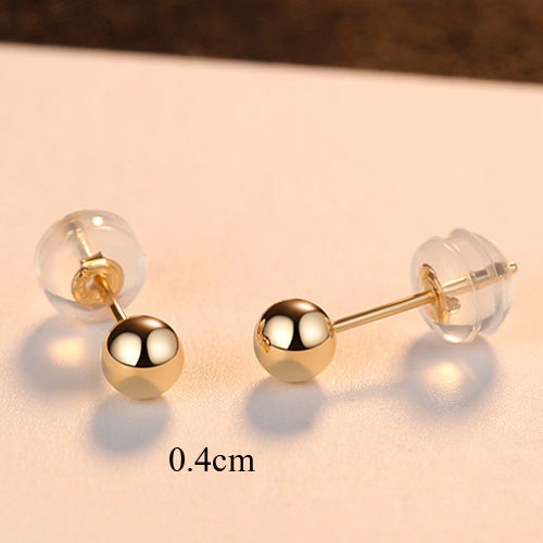 Luxury Brand Charm Authentic Pure 18k Yellow Gold 3-5mm Round Bead Stud Earrings For Women Daily Wear Earring Jewelry