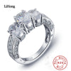 Luxury Brand Jewelry 100% 925 Sterling Silver Ring AAA Zircon Crystal Ring Woman Engagement Ring Gift