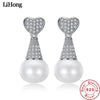 Luxury Brand Jewelry 925 Sterling Silver Earrings Natural Pearl AAAA Zircon Crystal Earrings Set Wedding Gifts