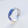 Brand Van Gogh Night Open Rings For Women Men Simple Design Silver Color Lovers Blue Starry Sky Ring Party Jewelry A946