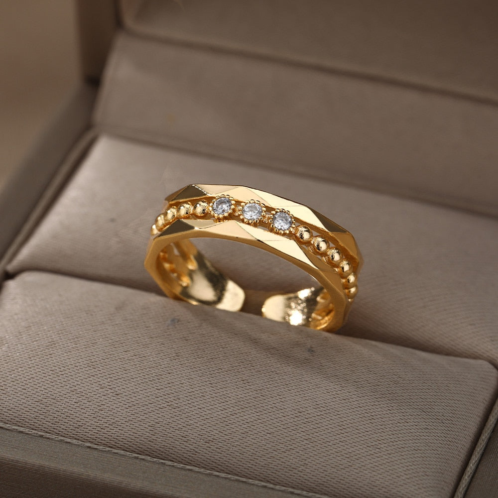 CZ Crystal Rings For Women Stainless Steel Engagement Finger Ring Wedding Band Couple Party Jewelry Gift anillos mujer