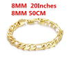 Classic 8MM sideways chain 18K gold fine 925 Stamped silver Necklace for Men woman wedding party Jewelrys Gifts