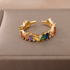 Colorful Cubic Zirconia Rings for Women Open Stainless Steel Crystal Couple Ring Romantic Wedding Jewelry Christmas Gifts