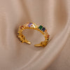 Colorful Cubic Zirconia Rings for Women Open Stainless Steel Crystal Couple Ring Romantic Wedding Jewelry Christmas Gifts