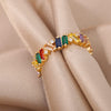 Colorful Cubic Zirconia Rings for Women Open Stainless Steel Crystal Couple Ring Romantic Wedding Jewelry Christmas Gifts