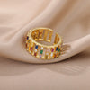 Colorful Zircon Rings for Women Open Stainless Steel Gold Plated Couple Ring Eternity Promise Wedding Jewerly anillos