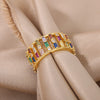 Colorful Zircon Rings for Women Open Stainless Steel Gold Plated Couple Ring Eternity Promise Wedding Jewerly anillos
