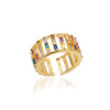 Colorful Zircon Rings for Women Open Stainless Steel Gold Plated Couple Ring Eternity Promise Wedding Jewerly anillos