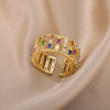 Colorful Zircon Rings for Women Open Stainless Steel Gold Plated Couple Ring Eternity Promise Wedding Jewerly anillos