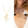Copper Moon Star Eye Cross Pendant Necklaces for Ladies Friend Birthday Gift Multilayer Chain Necklace Colgante Collares