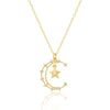 Copper Moon Star Eye Cross Pendant Necklaces for Ladies Friend Birthday Gift Multilayer Chain Necklace Colgante Collares