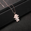 Crystal Boy Girl Kids Pendant Necklaces For Women Gold Silver Color Double Layer Chain Necklaces Jewellery 2022