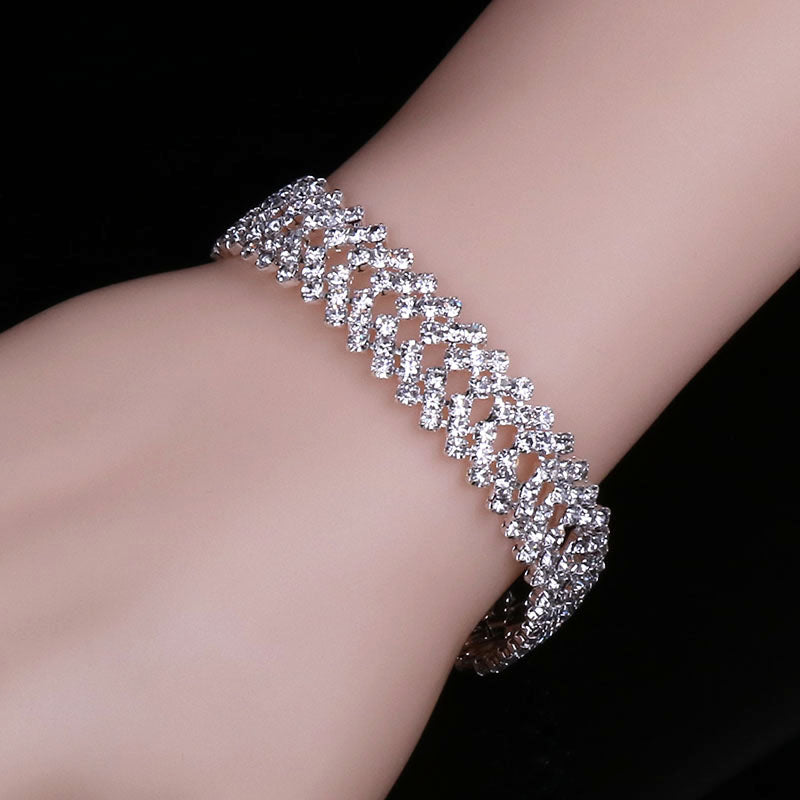 Luxury Crystal Bracelets For Women Silver Plated Rhinestone Charm Bracelets & Bangles Femme Bridal Wedding Jewelry Birthd Gift