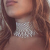 Crystal Rhinestone Choker Necklace For Women Tassel Chain Punk Hyperbole Vintage Necklace Statement Jewelry
